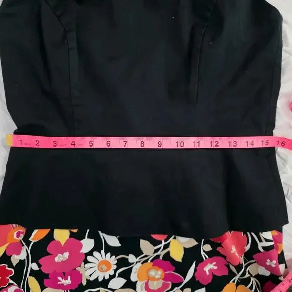 Sheri Martin New York Dress Womens 10 Floral Black Pink Halter A Line Fit Flare - Picture 5 of 7